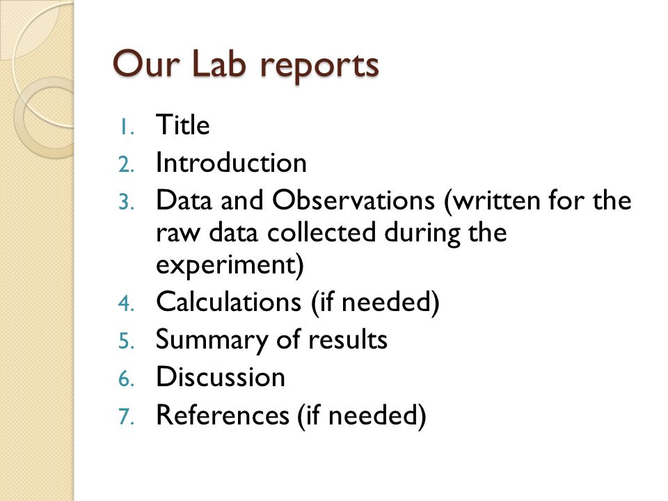 Formal lab report outline