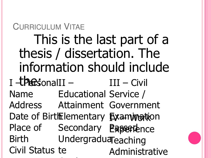 Parts of a dissertation