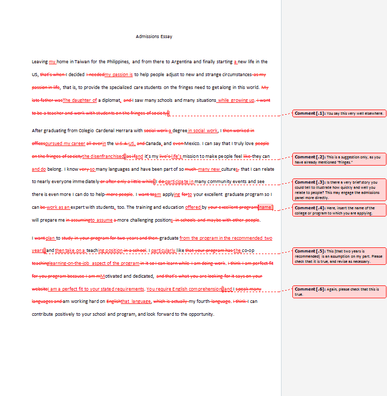 Writing admissions essays
